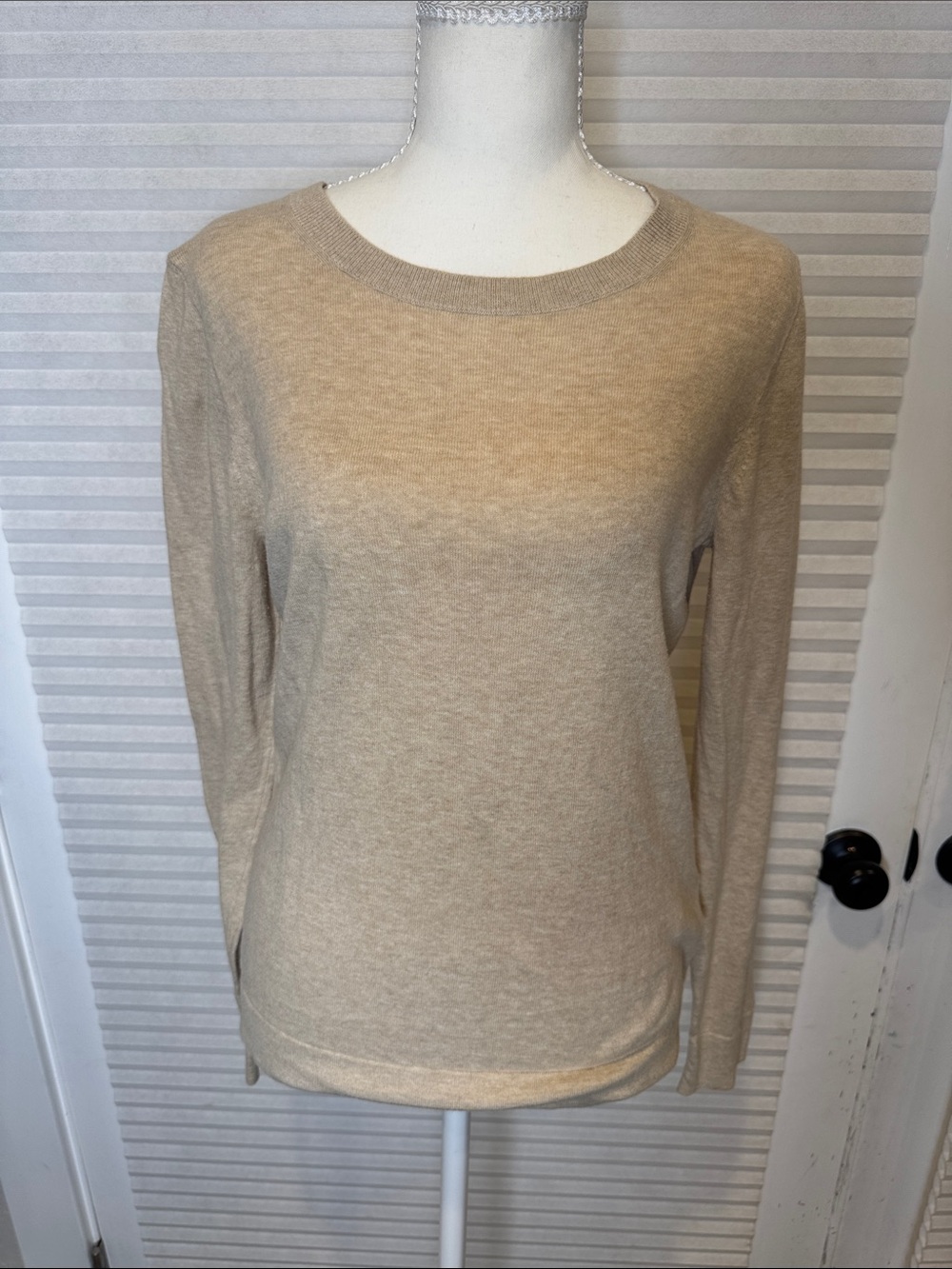 J. Crew Lightweight Beige Crewneck 100% Cotton Sweater 1429
